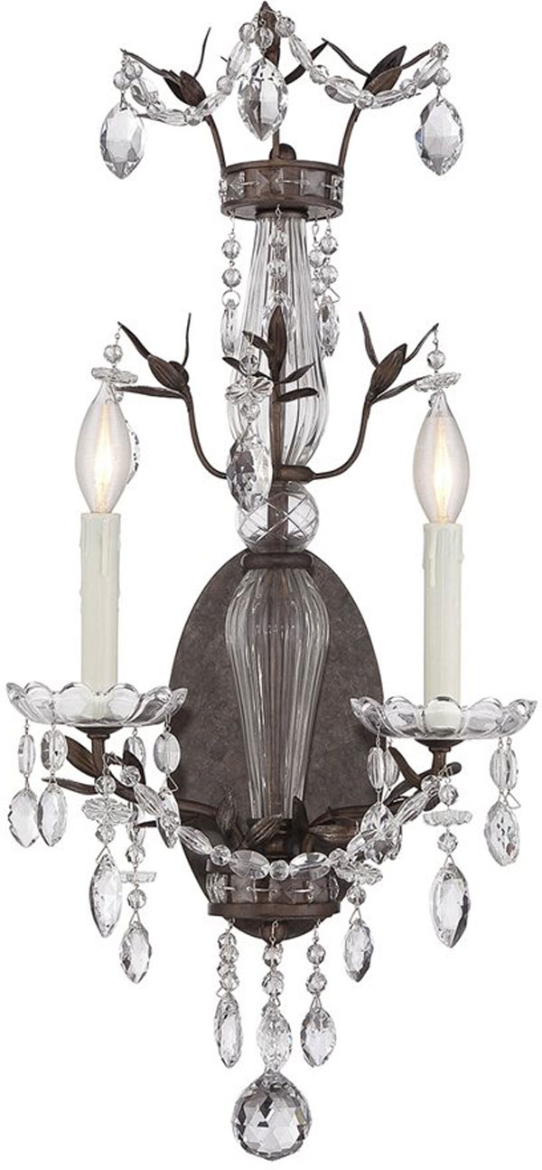 Hall Lighting & Design - Sconces - Sheraton, 2 light, crystal, wall sconce, traditional, candle, tortoise shell