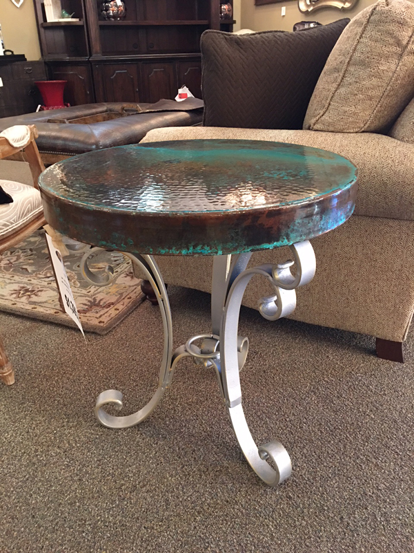 green copper side table